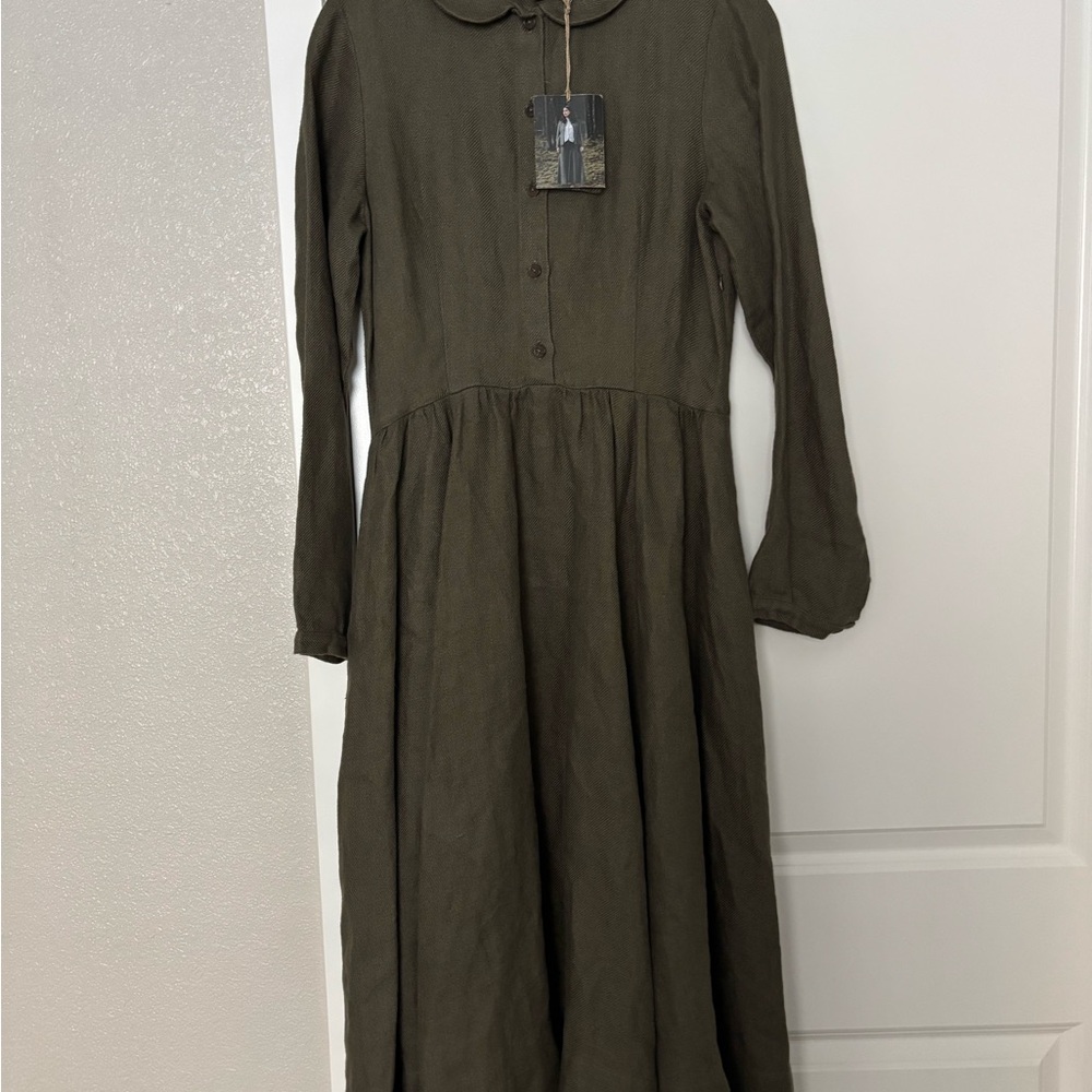 Son de Flor Twill Linen Long Sleeve Dress